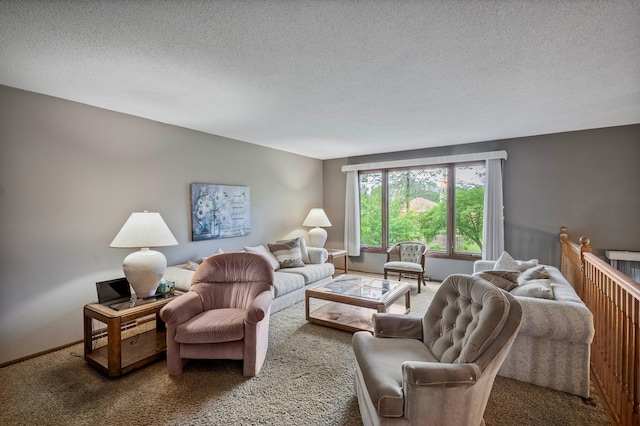 4781 Zealand Ave N, New Hope, MN 55428 - living area featuring carpet and a textured ceiling