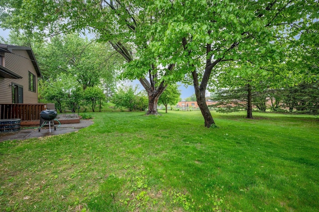 4781 Zealand Ave N, New Hope, MN 55428 - view of green lawn with a wooden deck