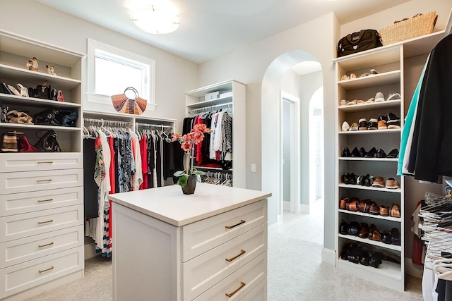 677 Shawnee Woods Rd, Medina, MN 55340 - spacious closet with light colored carpet and arched walkways