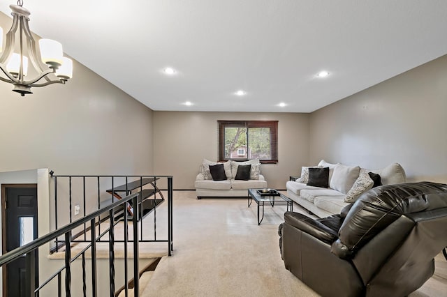 8474 Sunnyside Rd, Mounds View, MN 55112 - living area with a chandelier, recessed lighting, and light carpet