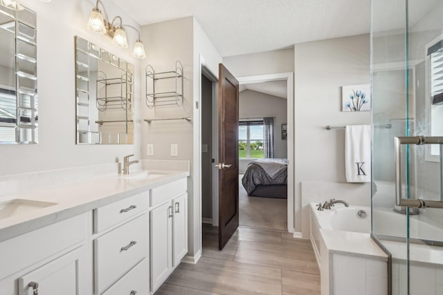 13543 Athena Way, Rosemount, MN 55068 - full bath featuring wood finished floors, double vanity, ensuite bathroom, a garden tub, and lofted ceiling