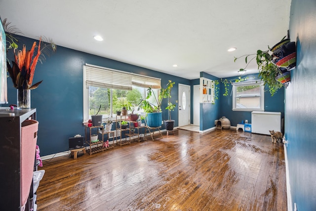 6407 Emerson Ave N, Brooklyn Center, MN 55430 - living area with wood finished floors, recessed lighting, and baseboards
