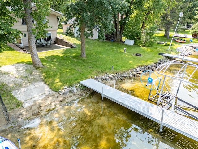 13914 Elmer Hanson Dr SE, Woodside Twp, MN 56736 - dock area with a water view and a lawn