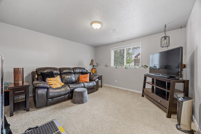 5512 Bishops Blvd S Unit D, Fargo, ND 58104 - living area featuring a textured ceiling, baseboards, and carpet flooring