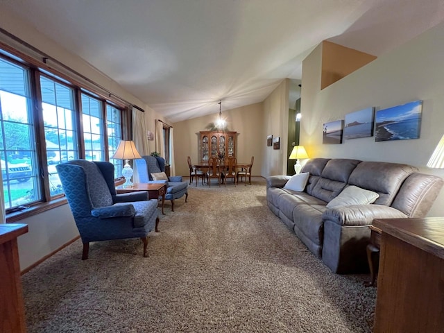 1715 Hansen Dr SW, Willmar, MN 56201 - living room with carpet floors, lofted ceiling, and baseboards