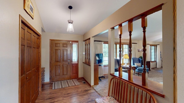 1715 Hansen Dr SW, Willmar, MN 56201 - foyer entrance with lofted ceiling and wood finished floors