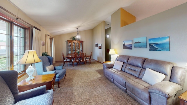 1715 Hansen Dr SW, Willmar, MN 56201 - living area featuring carpet, lofted ceiling, and plenty of natural light