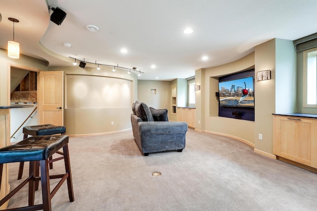 22669 128th Ave N, Rogers, MN 55374 - home theater with light colored carpet, baseboards, and track lighting