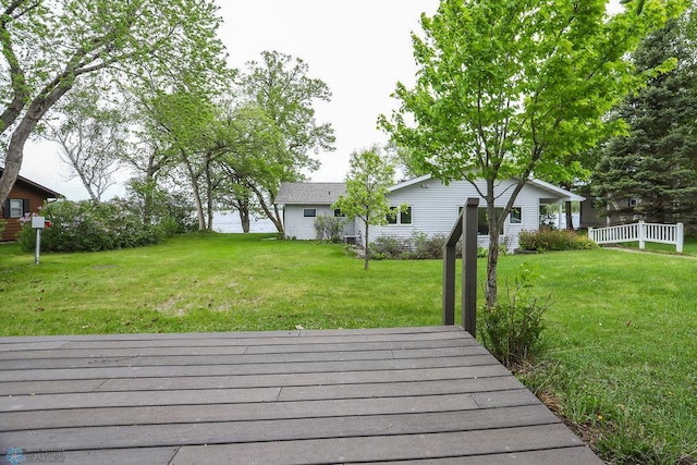 38682 Walker Lake Dr, Amor Twp, MN 56576 - view of grassy yard featuring a wooden deck