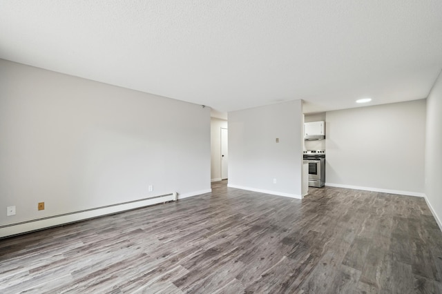 4351 Parklawn Ave Unit 105E, Edina, MN 55435 - unfurnished living room featuring dark wood-style flooring, baseboard heating, and baseboards