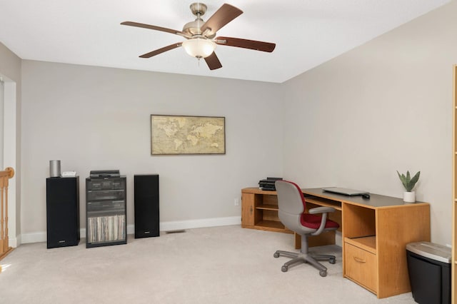 8783 Hastings Cir NE, Blaine, MN 55449 - office area with a ceiling fan, light colored carpet, and baseboards