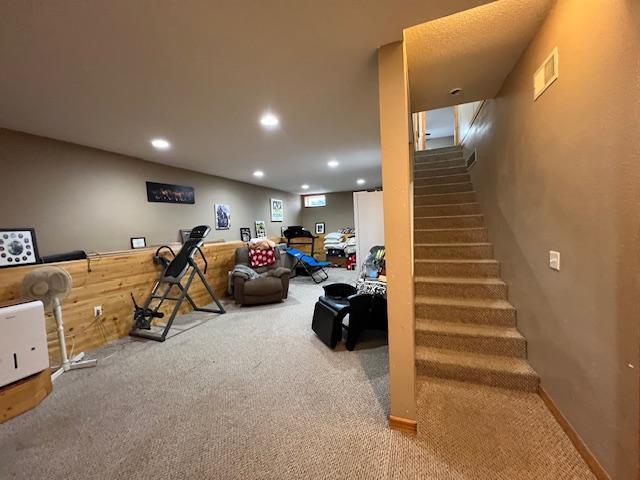 42626 County Highway 125, Perham Twp, MN 56573 - workout area featuring carpet and recessed lighting