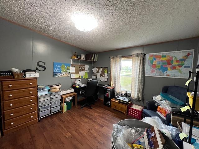 42626 County Highway 125, Perham Twp, MN 56573 - home office with a textured ceiling and wood finished floors
