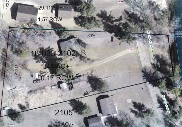 3571 Red Maple Rd NW, Hiram Twp, MN 56433 - aerial view of property's location with property boundaries highlighted