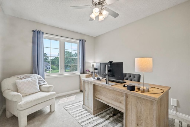 1279 146th Ln NW, Andover, MN 55304 - office featuring light colored carpet, baseboards, ceiling fan, and a textured ceiling
