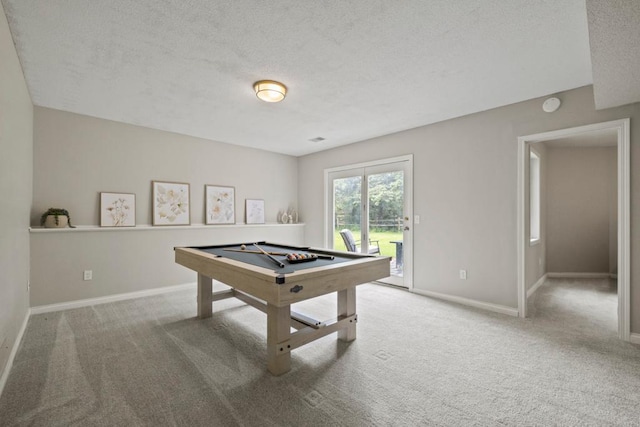 1279 146th Ln NW, Andover, MN 55304 - rec room featuring a textured ceiling, baseboards, billiards table, and carpet flooring