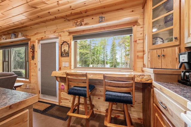 52852 Brush Shanty Lake Rd, Bigfork, MN 56628 - dining room with wood ceiling and wood walls