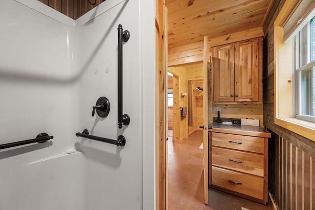 52852 Brush Shanty Lake Rd, Bigfork, MN 56628 - detailed view of wooden walls and finished concrete floors