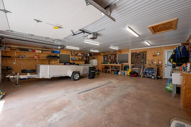 52852 Brush Shanty Lake Rd, Bigfork, MN 56628 - garage with a workshop area and a garage door opener