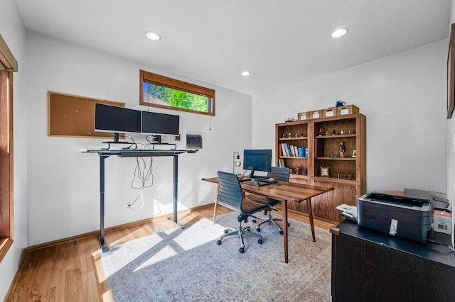 6415 Queensland Ln N, Maple Grove, MN 55311 - home office featuring wood finished floors, baseboards, and recessed lighting