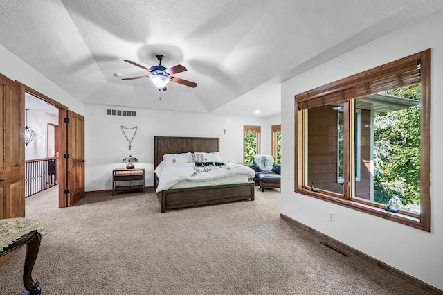 6415 Queensland Ln N, Maple Grove, MN 55311 - carpeted bedroom featuring vaulted ceiling, baseboards, and a ceiling fan