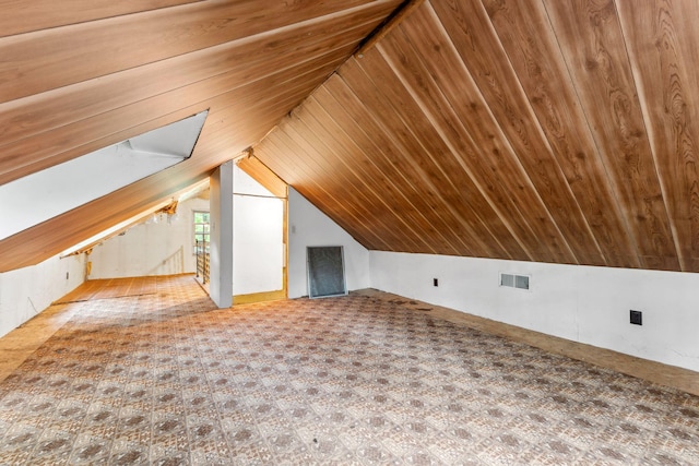 3032 County Road H2, Mounds View, MN 55112 - additional living space featuring vaulted ceiling, carpet, and wood ceiling