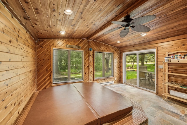 2216 146th Ave NE, Ham Lake, MN 55304 - unfurnished sunroom featuring vaulted ceiling and a baseboard radiator