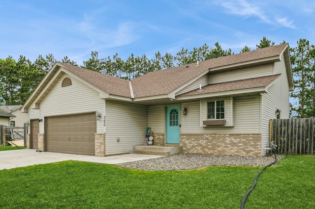 360 12th St NE, Milaca, MN 56353 - single story home featuring brick siding, an attached garage, concrete driveway, and a shingled roof