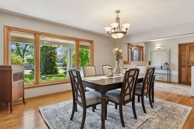 15905 43rd Ave N, Plymouth, MN 55446 - dining area featuring a chandelier, baseboards, and light wood finished floors