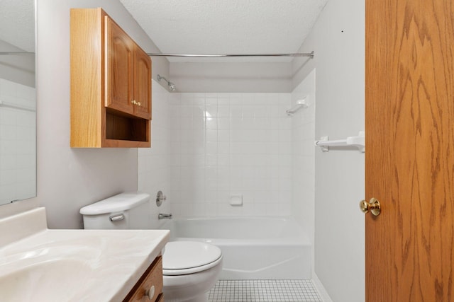 20 Windsor Ln Unit 213A, New Brighton, MN 55112 - bathroom with vanity, a textured ceiling,  shower combination, tile patterned flooring, and toilet