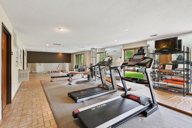 20 Windsor Ln Unit 213A, New Brighton, MN 55112 - exercise room featuring a textured ceiling and recessed lighting