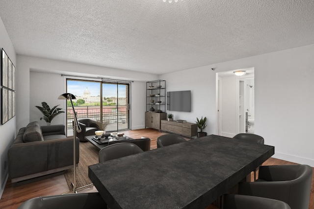 26 10th St W Unit 1108, Saint Paul, MN 55102 - living area with wood finished floors, a textured ceiling, and baseboards
