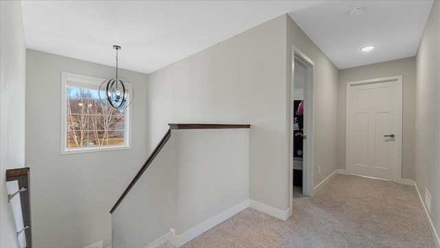 1715 Par Ln, Buffalo, MN 55313 - corridor with an upstairs landing, carpet flooring, a chandelier, and baseboards