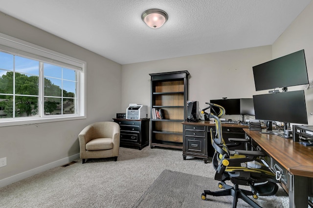 1715 Par Ln, Buffalo, MN 55313 - office area featuring light carpet, a textured ceiling, and baseboards