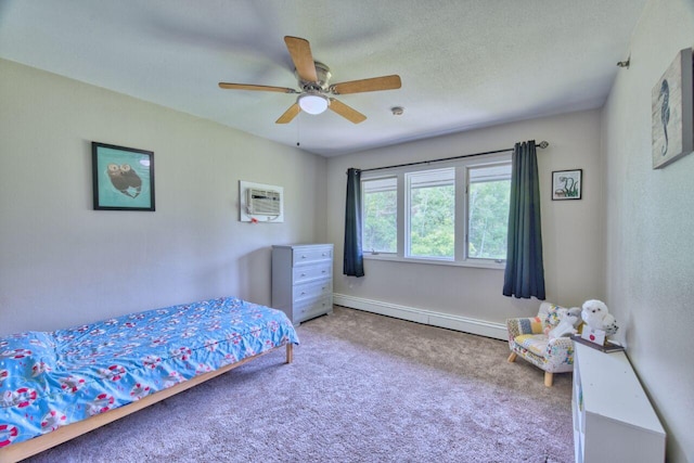 417 Main St S, Aurora, MN 55705 - carpeted bedroom with baseboard heating and a ceiling fan