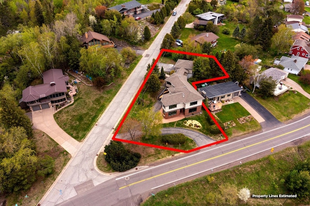 1101 Skyline Pkwy, Duluth, MN 55805 - aerial perspective of suburban area with property boundaries highlighted