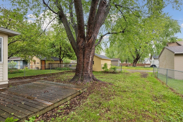 1418 Payne Ave, Saint Paul, MN 55130 - fenced backyard with a wooden deck and a residential view