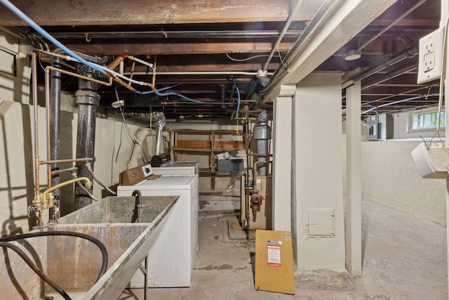 1418 Payne Ave, Saint Paul, MN 55130 - below grade area with washer and dryer and a heating unit