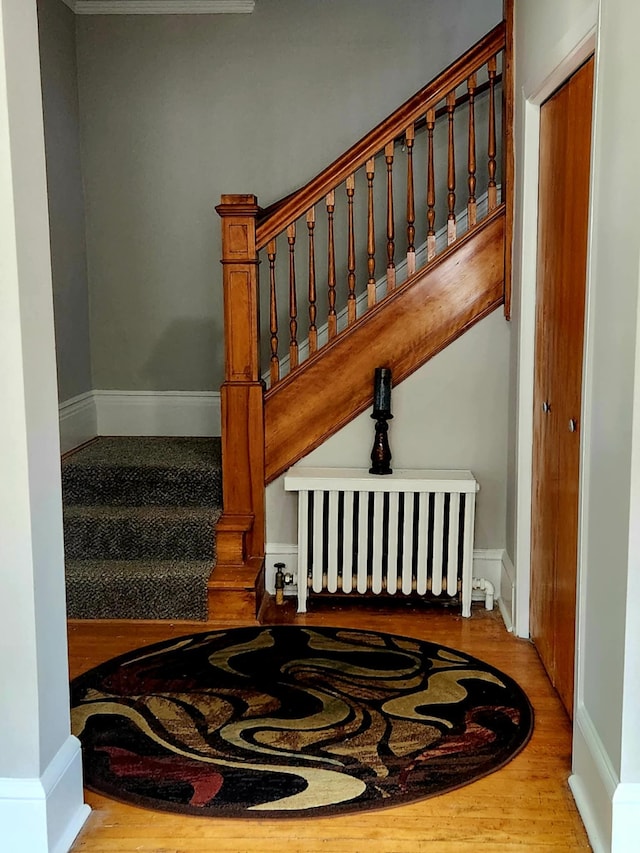 1418 Payne Ave, Saint Paul, MN 55130 - stairway with wood finished floors and radiator