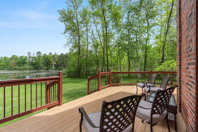 11690 Harbor Ln, Ideal Twp, MN 56442 - wooden terrace with a lawn