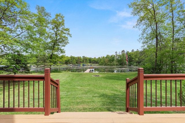 11690 Harbor Ln, Ideal Twp, MN 56442 - view of green lawn featuring a deck