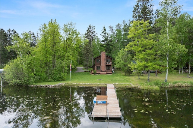 11690 Harbor Ln, Ideal Twp, MN 56442 - dock area featuring a lawn and a water view