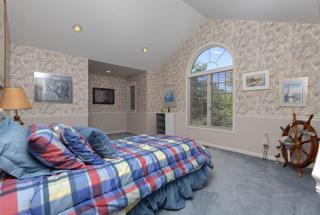 6323 Timber Trl, Edina, MN 55439 - carpeted bedroom featuring wainscoting, vaulted ceiling, baseboards, and recessed lighting