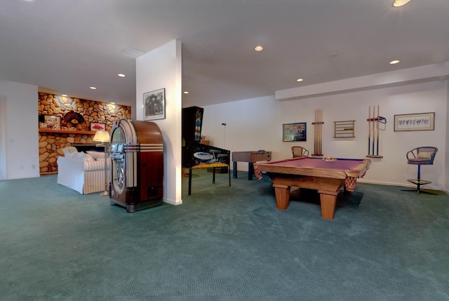 6323 Timber Trl, Edina, MN 55439 - game room with carpet, recessed lighting, and billiards table