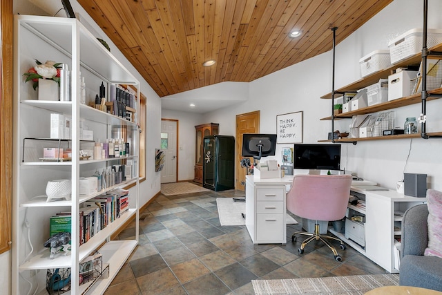 8081 45th Ave SW, Raymond, MN 56282 - office featuring recessed lighting, wooden ceiling, and dark stone finish flooring