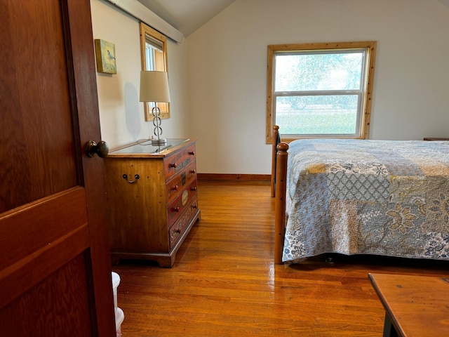 115 Mn Highway 78 N, Ottertail, MN 56571 - bedroom featuring vaulted ceiling, wood finished floors, and baseboards
