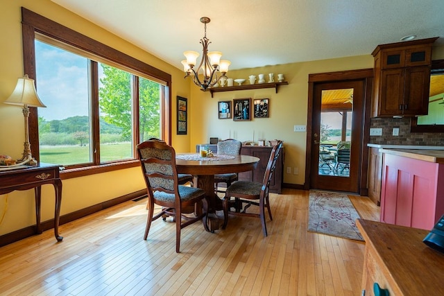 N12011 County Road Ss, Otter Creek Twp, WI 54772 - dining space featuring a chandelier, light wood-style floors, and baseboards