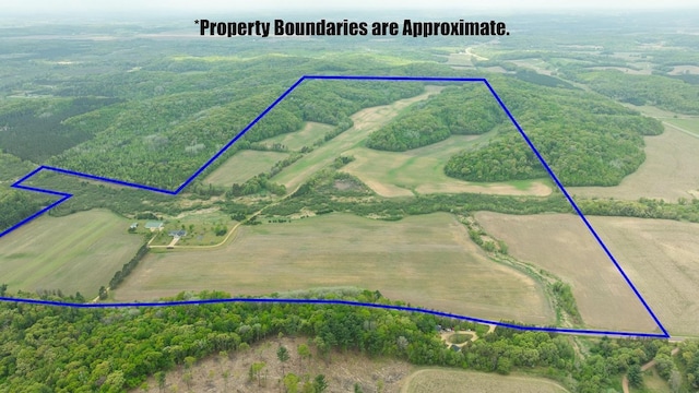 N12011 County Road Ss, Otter Creek Twp, WI 54772 - overview of rural landscape with property boundaries highlighted