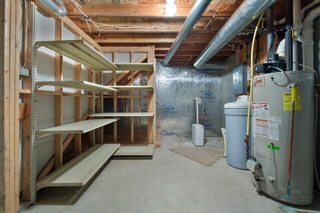 2475 Mossy Creek Dr NE, Owatonna, MN 55060 - unfinished basement with water heater and a water softener system