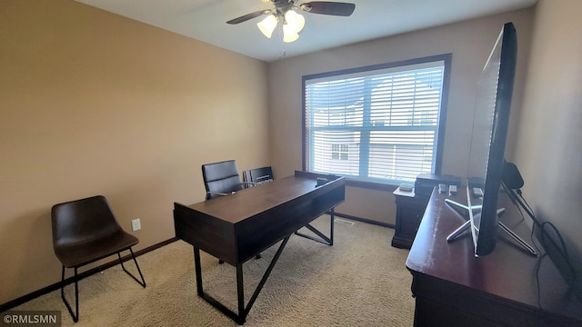 9695 Independence Cir Unit 4, Chanhassen, MN 55317 - office area with baseboards, ceiling fan, and light carpet
